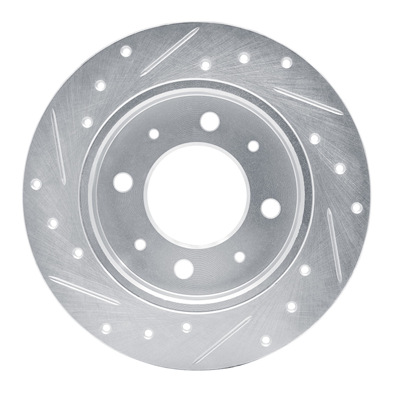 Kia Spectra Brake Rotor (1) - Rear Right - R1 Concepts - Drilled & Slotted - Silver - `04-`09